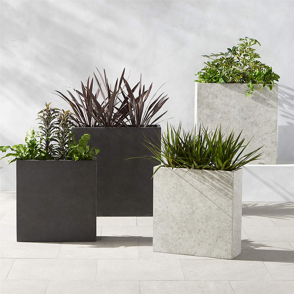 Ash Square Grey Cement Indoor/Outdoor Planter Small + Reviews | CB2 | CB2