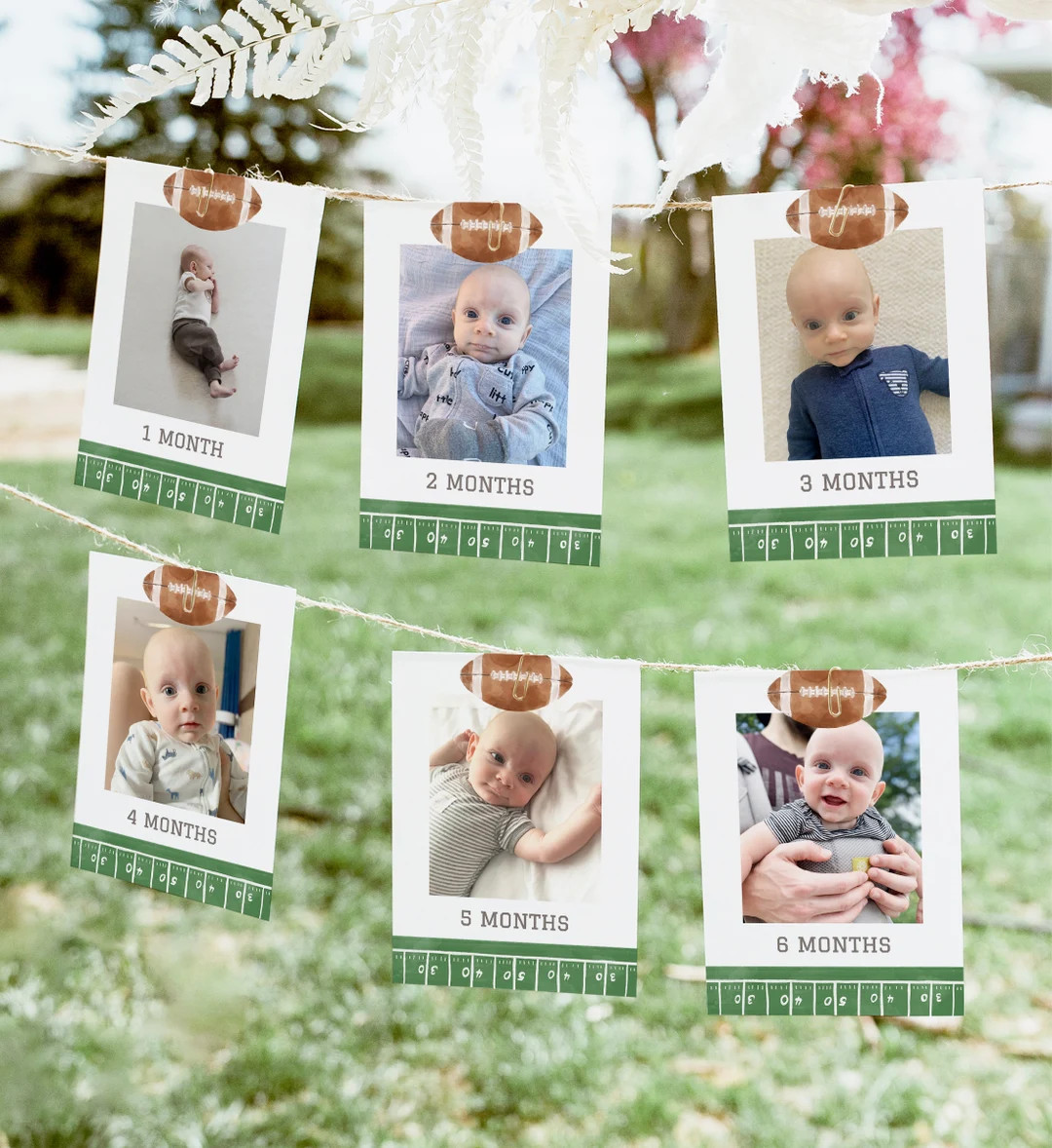 Football Birthday Photo Banner Template, Printable Football 1st Year Down Monthly Milestone Cards... | Etsy (US)