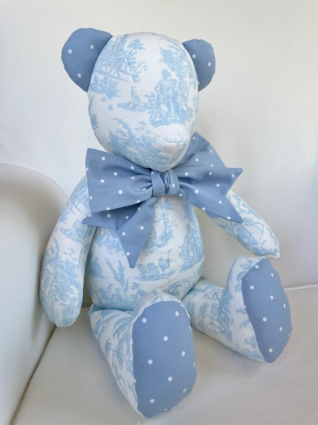 MADE to ORDER  Noah  Light Blue Toile Teddy Bear - Etsy | Etsy (US)
