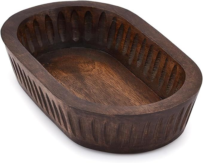 Samhita Mango Wood Decorative Bowls for Home Décor, Decorative Long Wooden Bowl for Table Center... | Amazon (US)