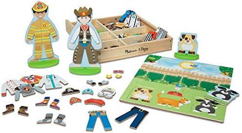 Melissa & Doug Occupations Magnetic Dress-Up Wooden Dolls Pretend Play Set (82 pcs) | Amazon (US)