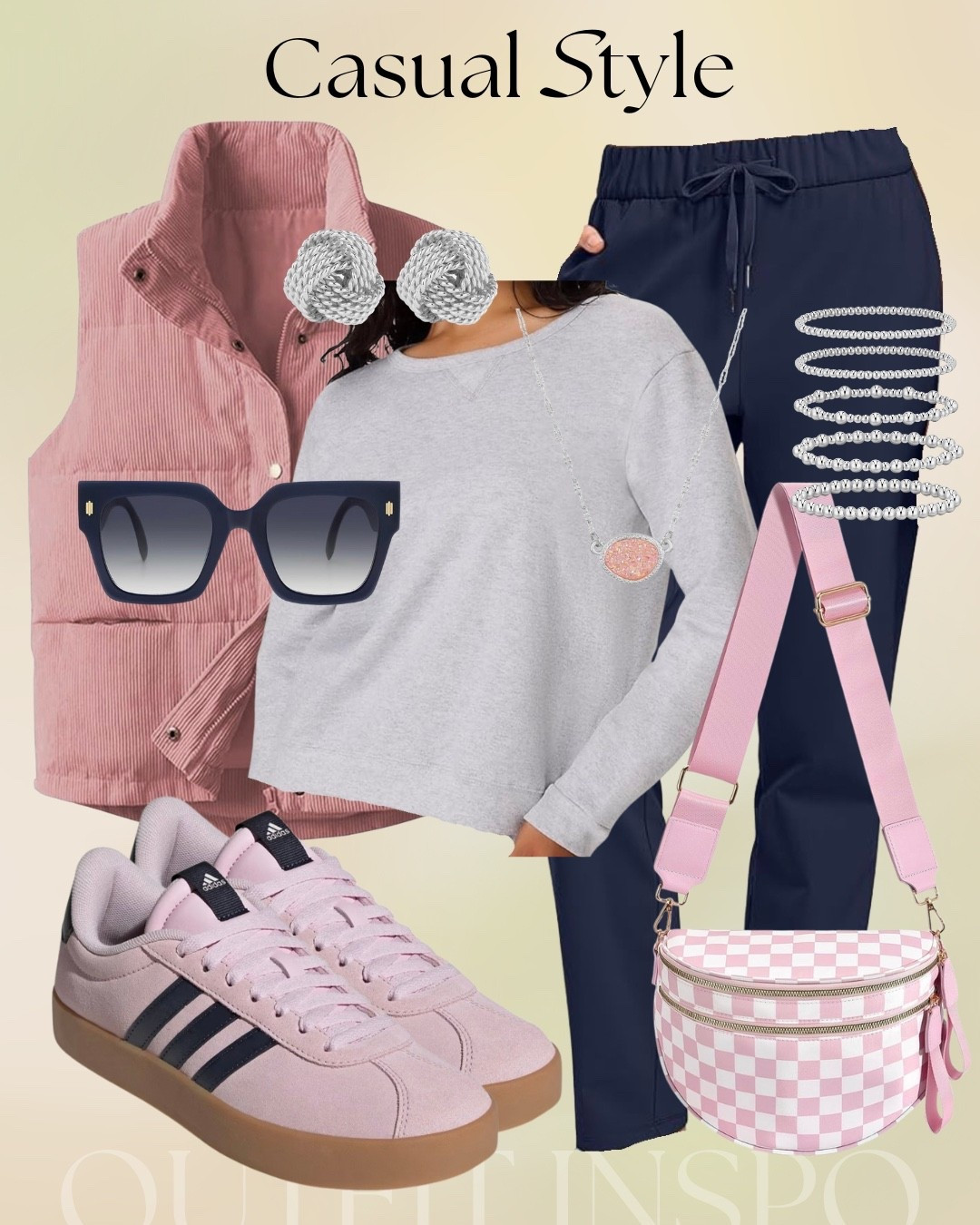 Navy & pink casual outfit inspo 💗 Use J6E7MDQ6 to save on joggers!! 

#LTKgrwm #LTKSaleAlert #LTKootd