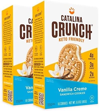 Catalina Crunch Vanilla Crème Keto Sandwich Cookies (2 Pack) 6.8Oz Boxes | Keto Snacks | Low Carb, L | Amazon (US)