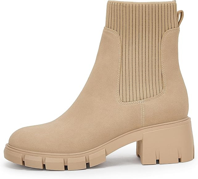 Ruanyu Womens Platform Ankle Boots Elastic Chunky Block Heel Chelsea Booties Lug Sole Non-Slip Co... | Amazon (US)