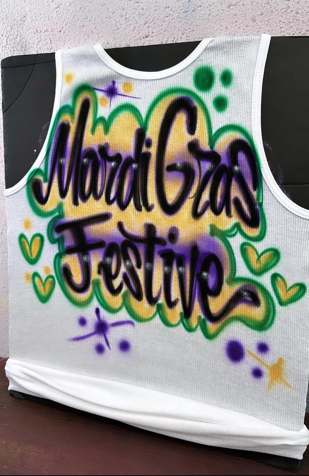 Custom Airbrush White Ribbed Tank Top| Mardi Gras Tank| Personalized Wife Beater Tank | Racerback... | Etsy (US)