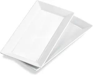 ONEMORE 12 Inch Ceramic Serving Platters, White Rectangular Serving Trays/Dishes for Party Entert... | Amazon (US)