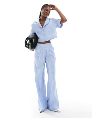 Extro & Vert wide leg trousers in blue stripe co-ord | ASOS (Global)