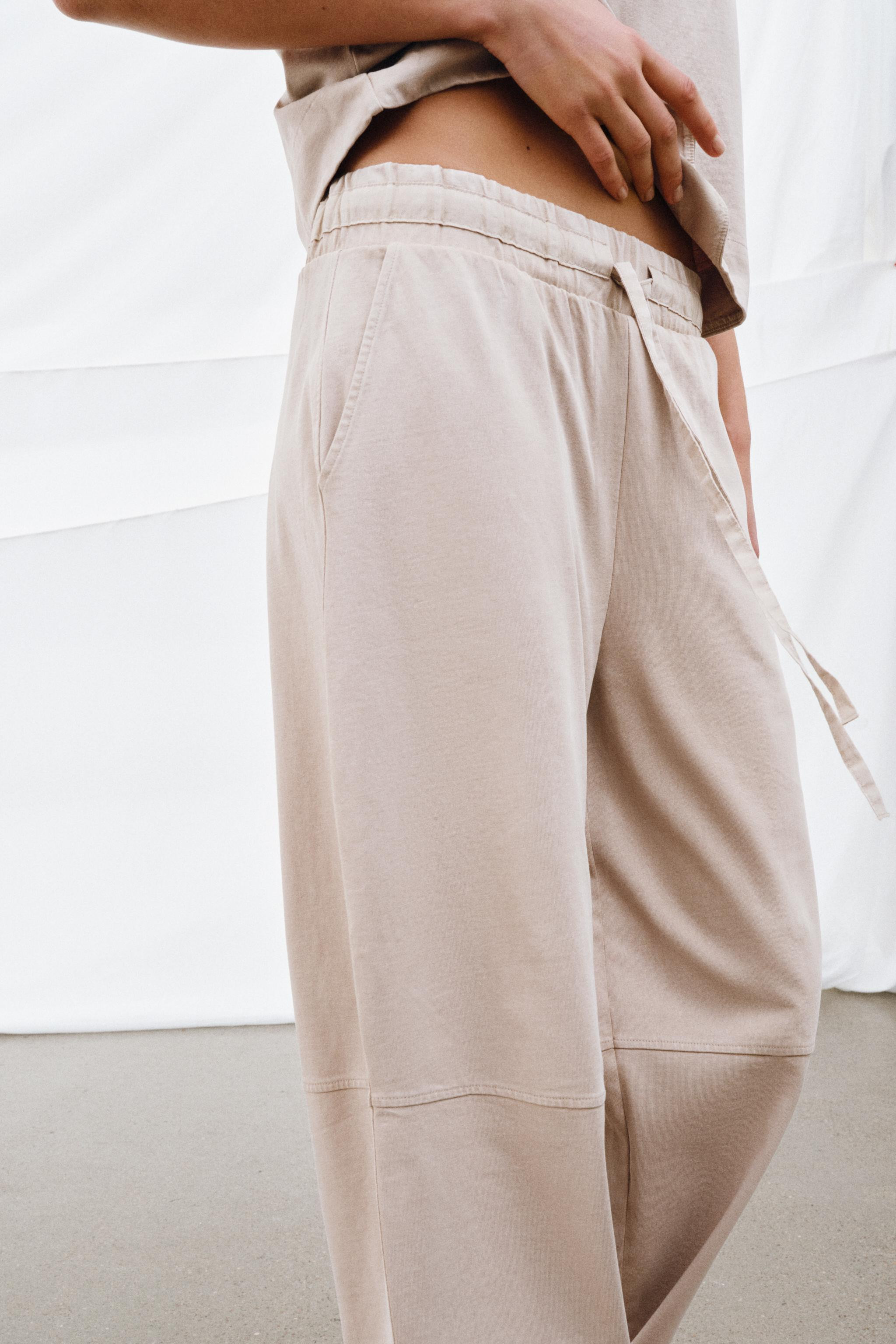 HEAVY COTTON WIDE-LEG TROUSERS | Zara UK