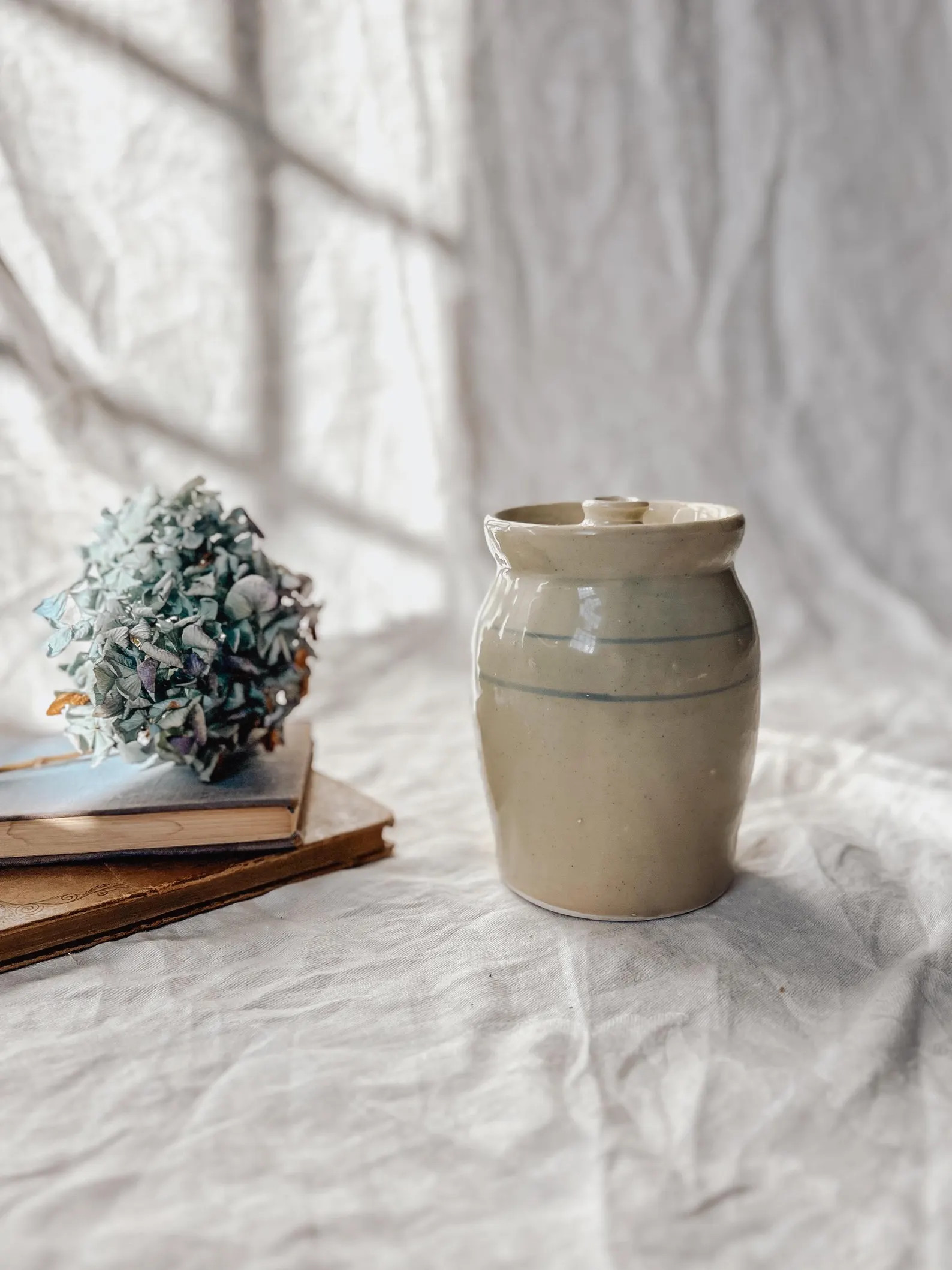 Vintage Blue Striped Stoneware Butter Churn Crock - Etsy | Etsy (US)