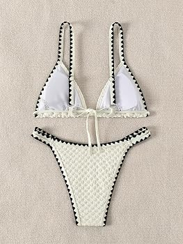 SHENHE Women's Triangle Bikini 2 Piece Swimsuit Tie Back High Cut Sexy Bathing Suit | Amazon (US)