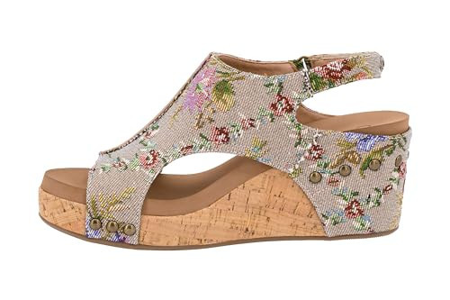 Corkys Footwear Women's Carley Taupe Brocade Floral 2.5" Wedge Size 10 | Amazon (US)