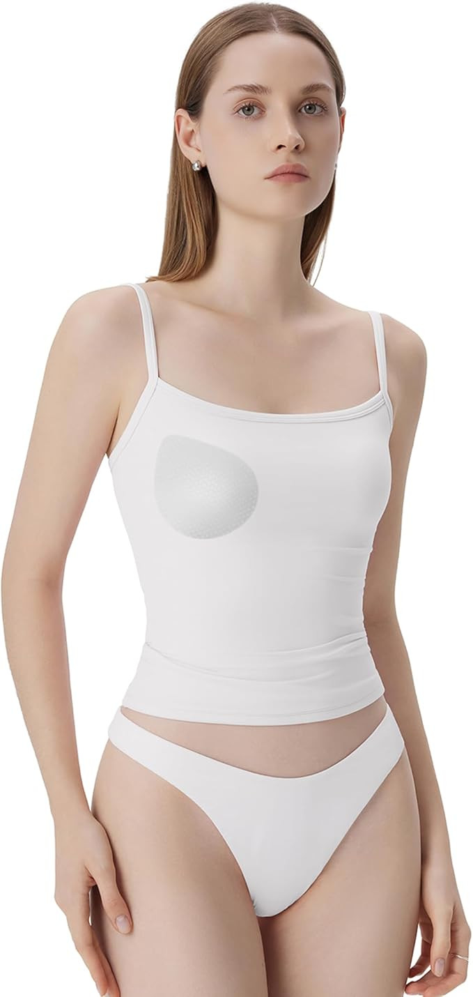 SUUKSESS Women Built in Bra Tank Tops Double Line Going Out Basic Square Neck Camisole Top | Amazon (US)