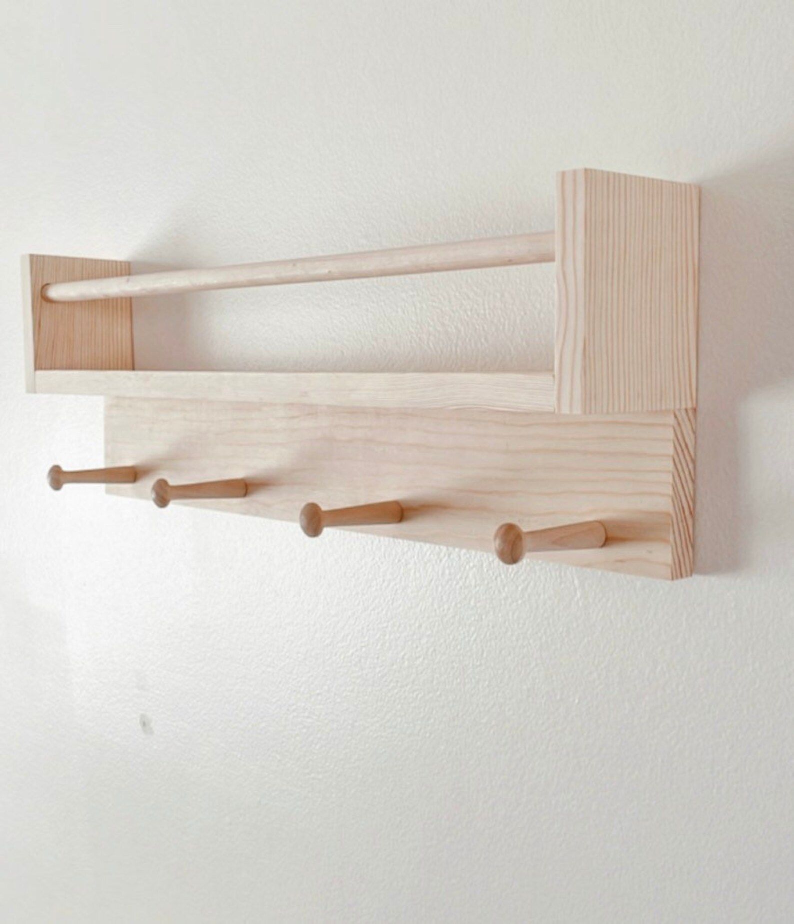 Nursery Bookshelf With Pegs. Single Book Ledge. Hanger. Hooks. - Etsy | Etsy (US)