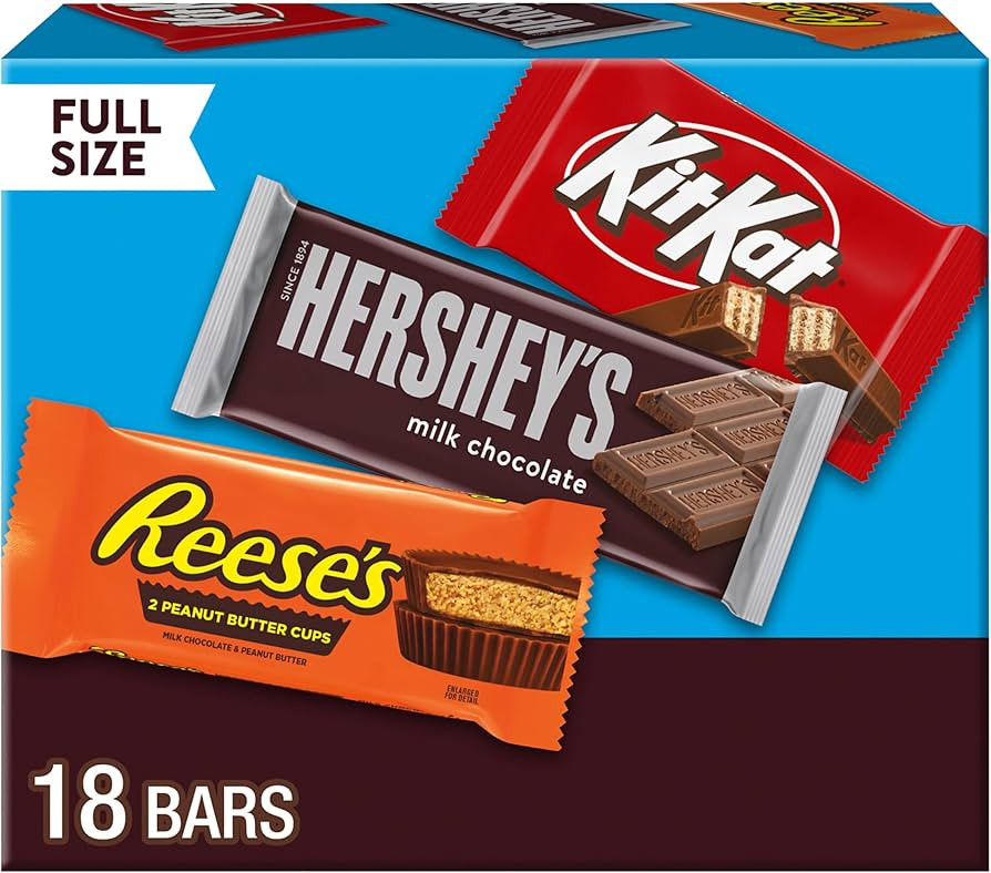 HERSHEY'S, KIT KAT and REESE'S Assorted Milk Chocolate Candy Variety Box, 27.3 oz (18 Count) | Amazon (US)