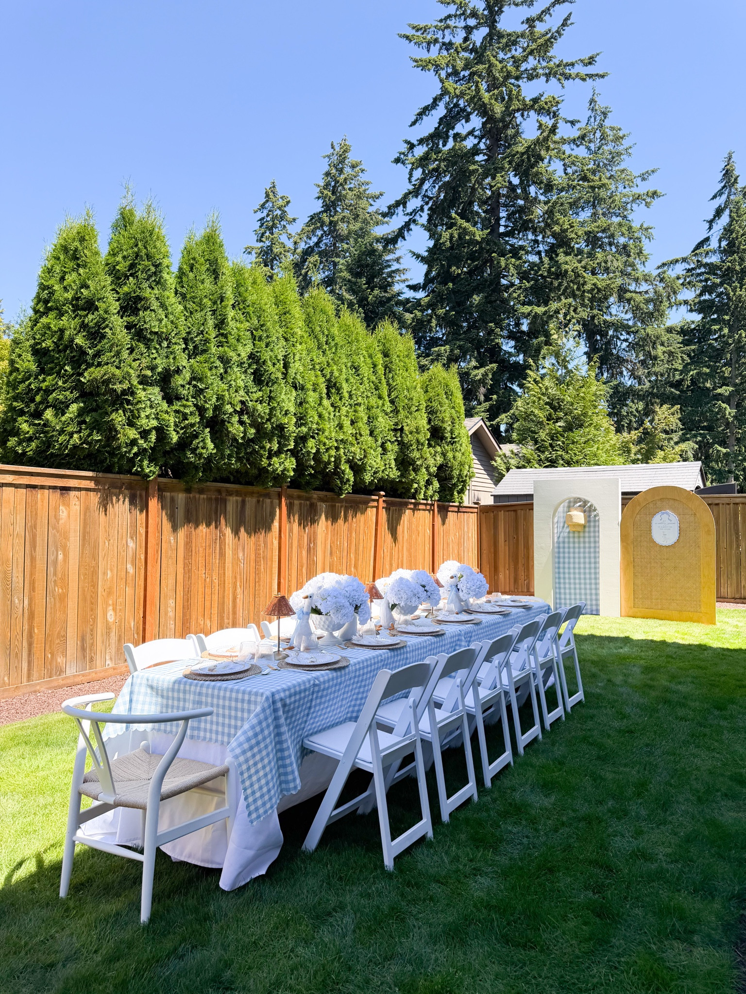 A silly goose is almost on the loose baby shower table setting!

Baby shower decorations, Rattan table lamps, blue ribbon, paper straws, gingham tablecloth, dinner plates, ceramic cake stand, artificial hydrangea, woven placemats, silverware, party decorations, party favors, paper napkins

#LTKsummer #LTKhome #LTKmaternity