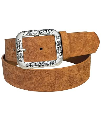 TOPACC Womens Western Belts for Jeans Ladies Brown Cowgirl Belt with Buckle Girls Country Belt for Pants Dresses Rodeo Outfit | Amazon (US)