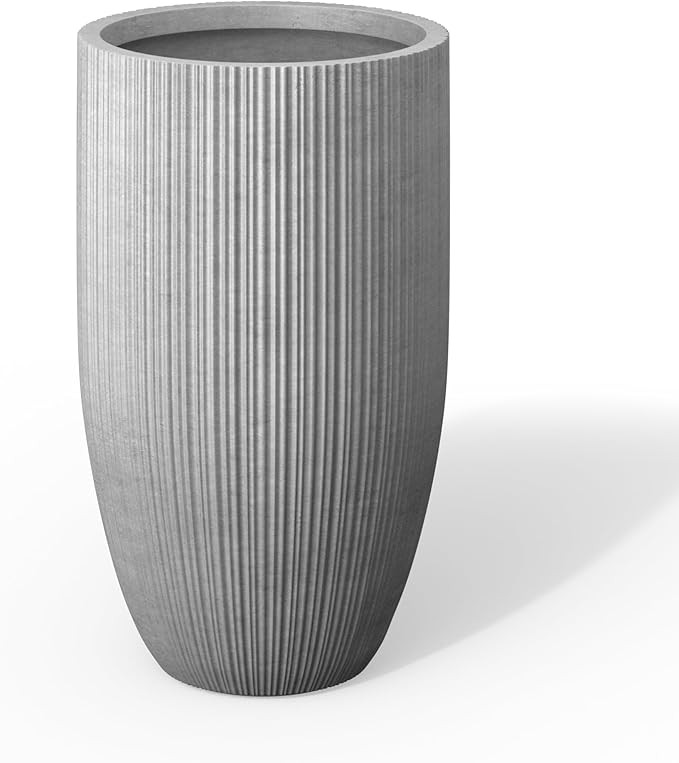 Kante 24 Inch Tall Round Concrete Planter, Large Plant Pots with Drainage Hole for Indoor Outdoor... | Amazon (US)