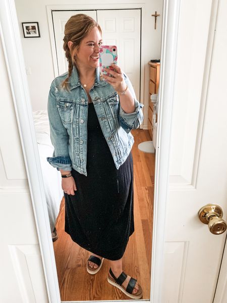 Teacher outfit!  Can’t go wrong with a denim jacket and a black dress!  This one is such a good length on me (I’m 5’1”) 

#LTKFindsUnder50 #LTKMidsize #LTKWorkwear
