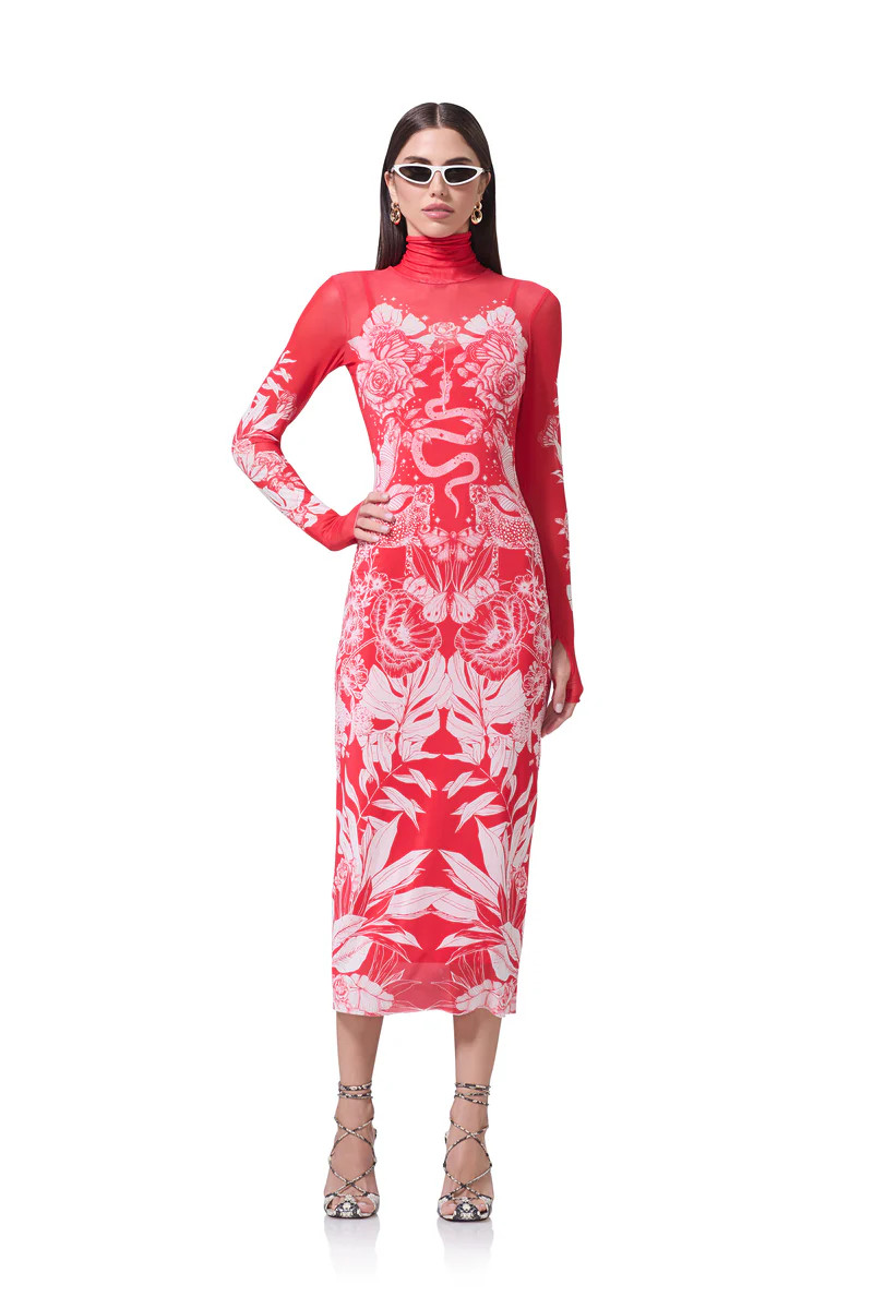 Shailene Dress - Red Botanical | ShopAFRM
