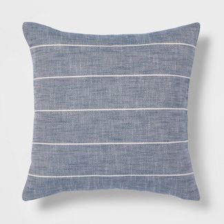Cotton Striped Square Throw Pillow Navy/Cream - Threshold&#8482; | Target