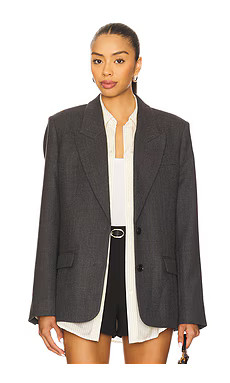 ANINE BING Ross Single Breasted Blazer in Dark Grey from Revolve.com | Revolve Clothing (Global)