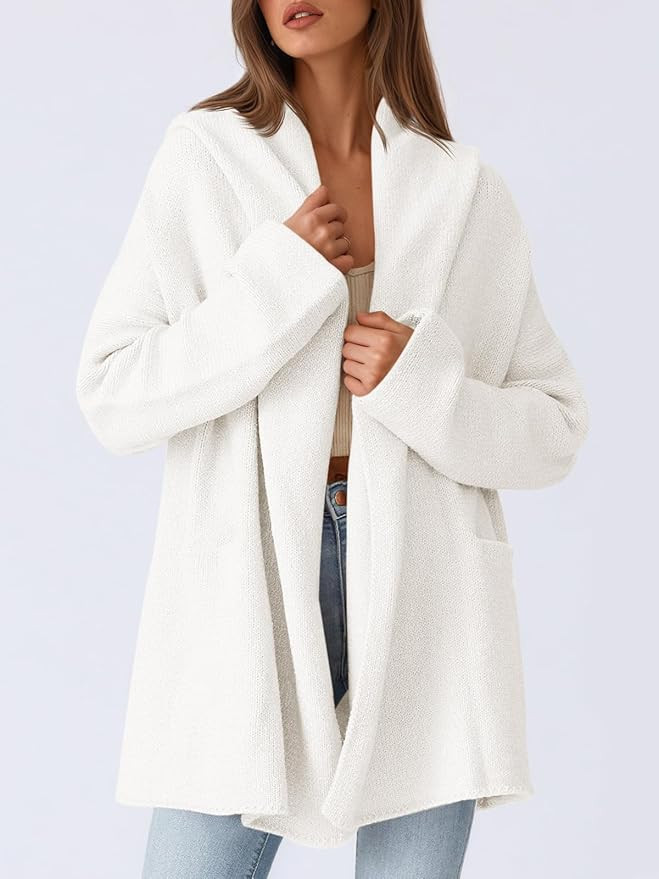 Saodimallsu Womens Hooded Open Front Cardigan Oversized Lapel Fall Coatigan Knit Long Sweater Coa... | Amazon (US)