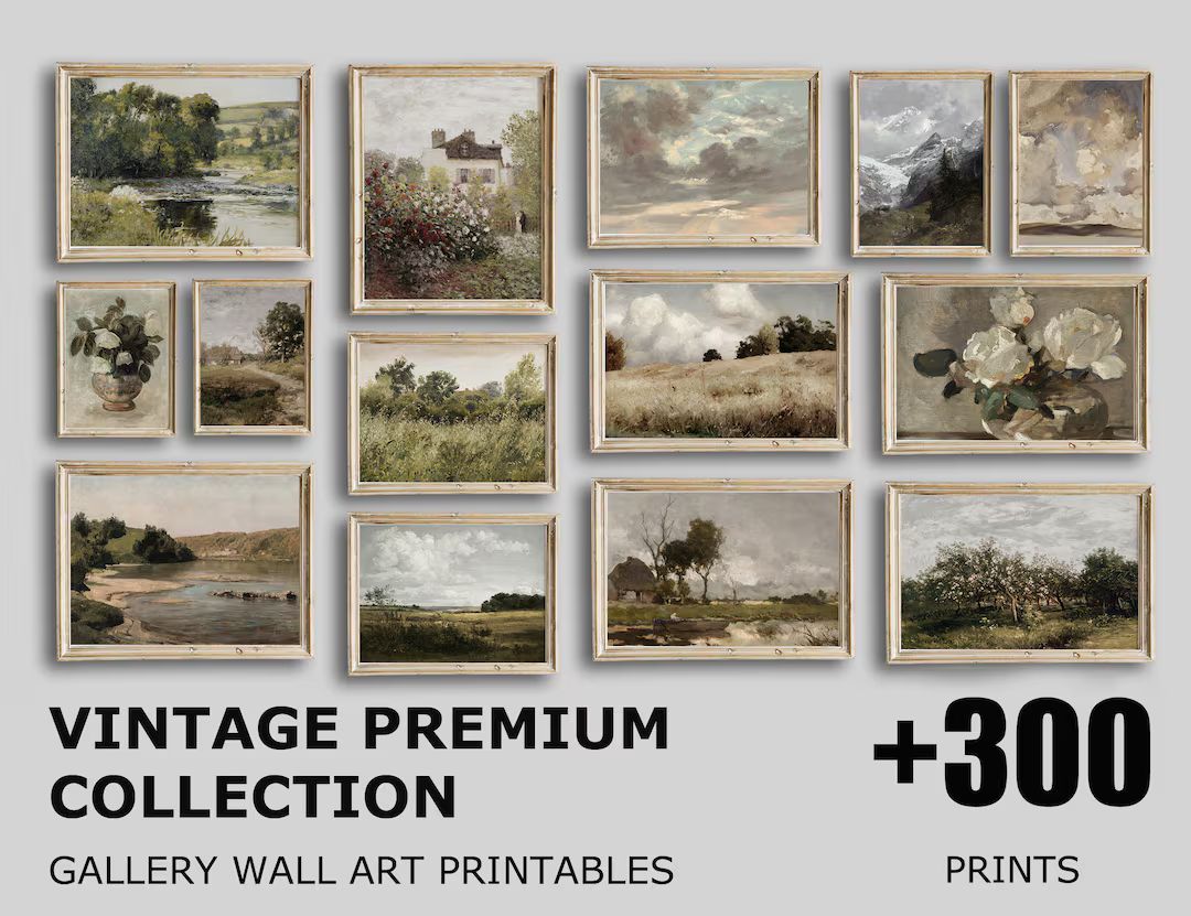 Vintage Printable Country Landscape Painting, Mega Bundle, Antique Mountain Nature Prints Wall Ar... | Etsy (US)
