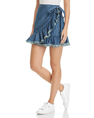 Blanknyc Frayed-Ruffle Wrap Denim Skirt | Bloomingdale's (US)