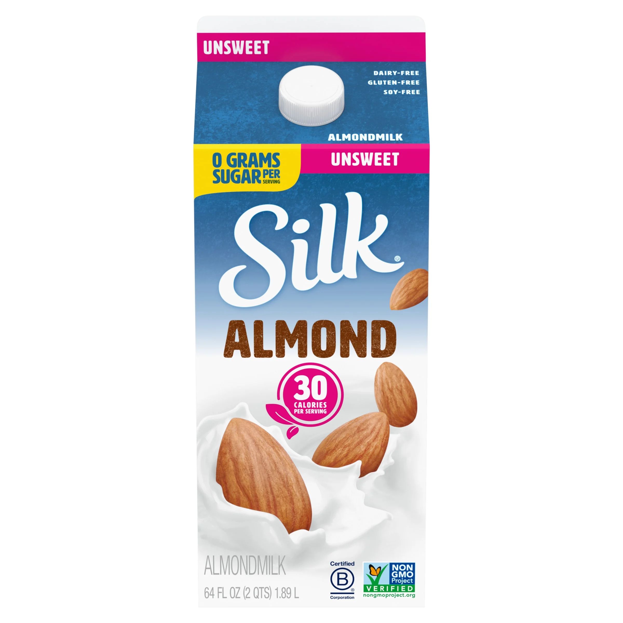Silk Unsweetened Almond Milk, Half Gallon - Walmart.com | Walmart (US)