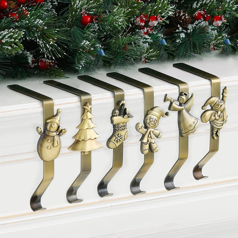 Christmas Stocking Holder for Mantel , Shiny Bronze Metal Christmas Stocking Holder for Fireplace... | Amazon (CA)