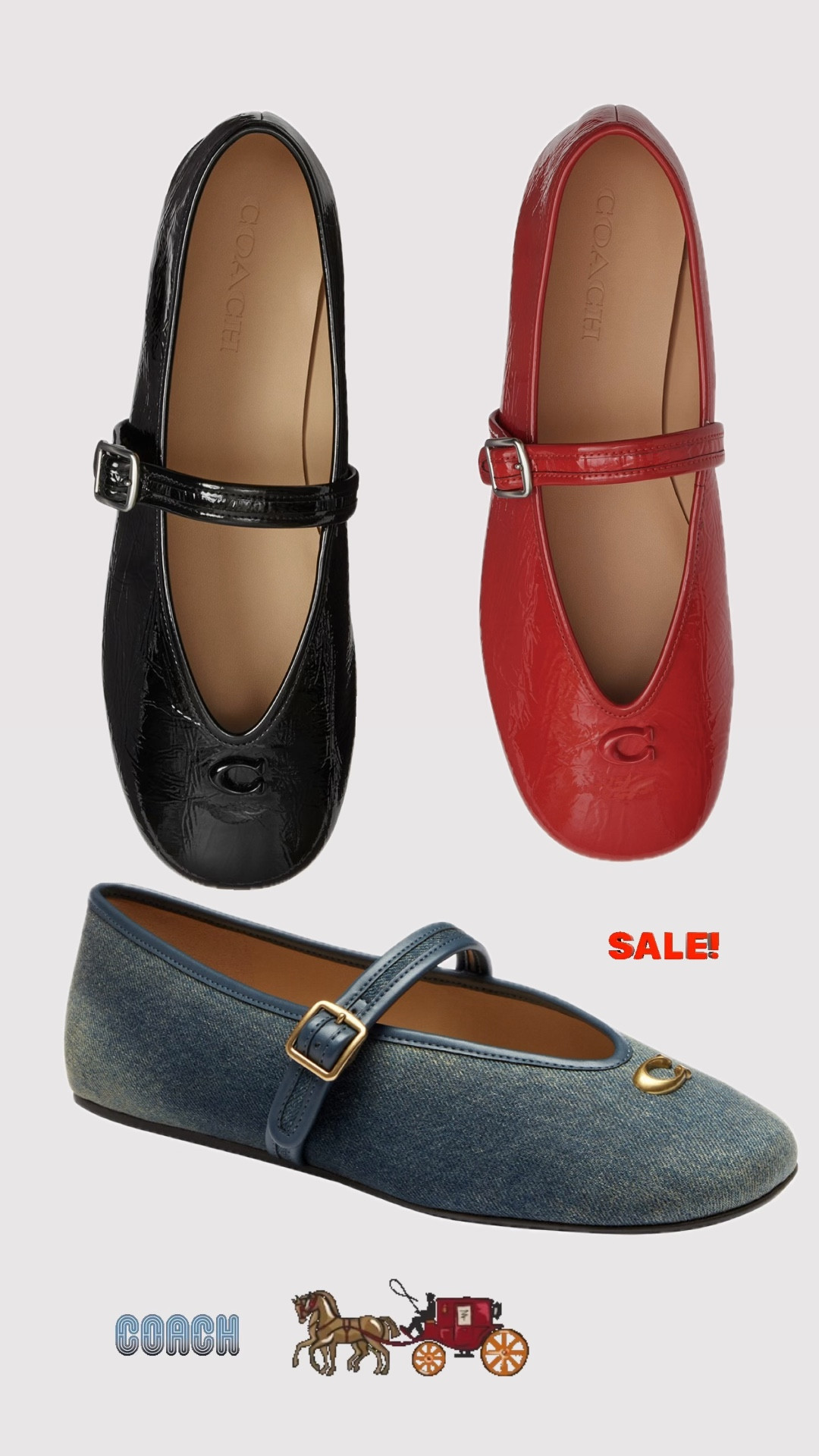 Coach women’s soft, leather Mary Jane flat in sale!  🖤♥️🩵

#LTKootd #LTKSaleAlert #LTKmomlife