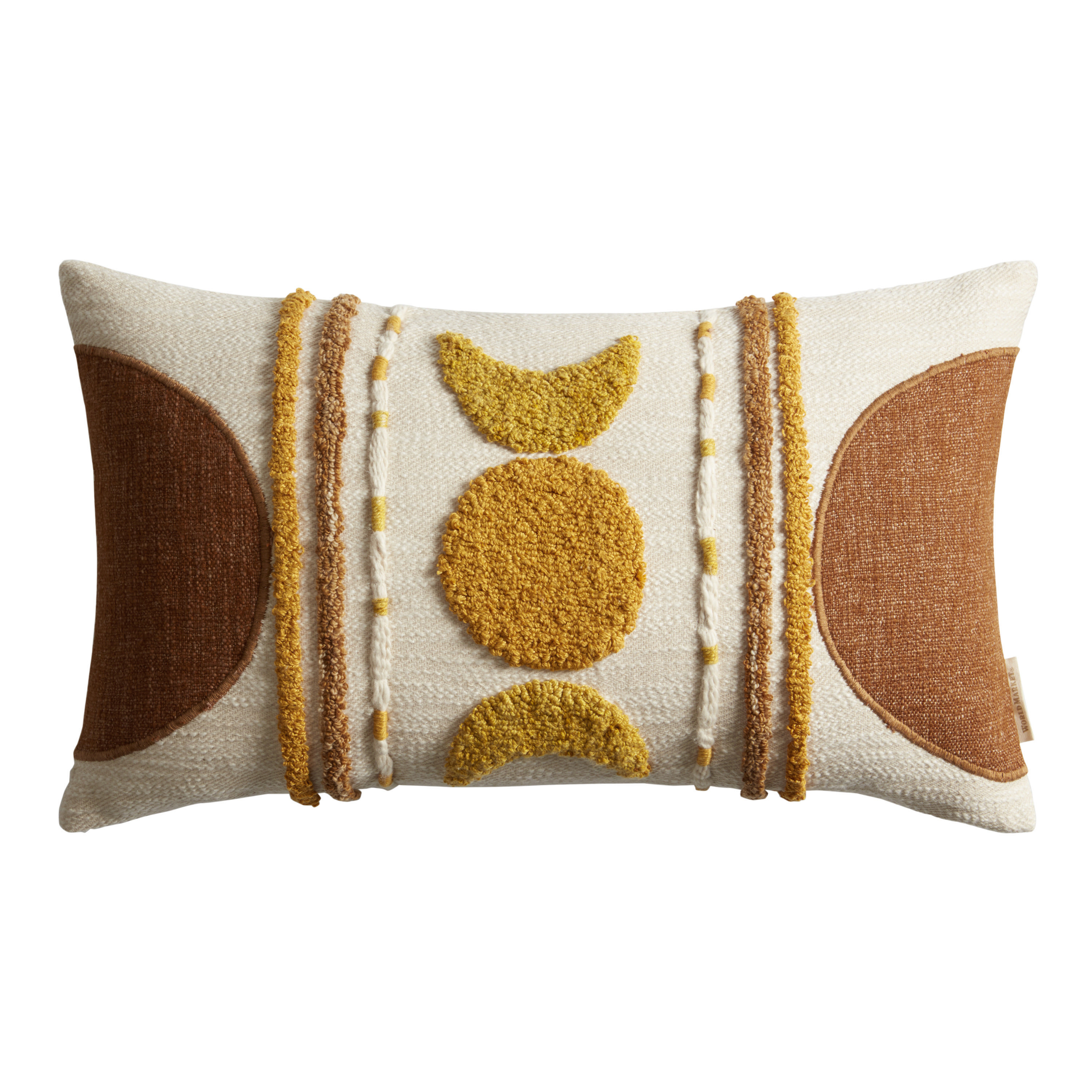 Ivory and Gold Tufted Celestial Lumbar Pillow | World Market