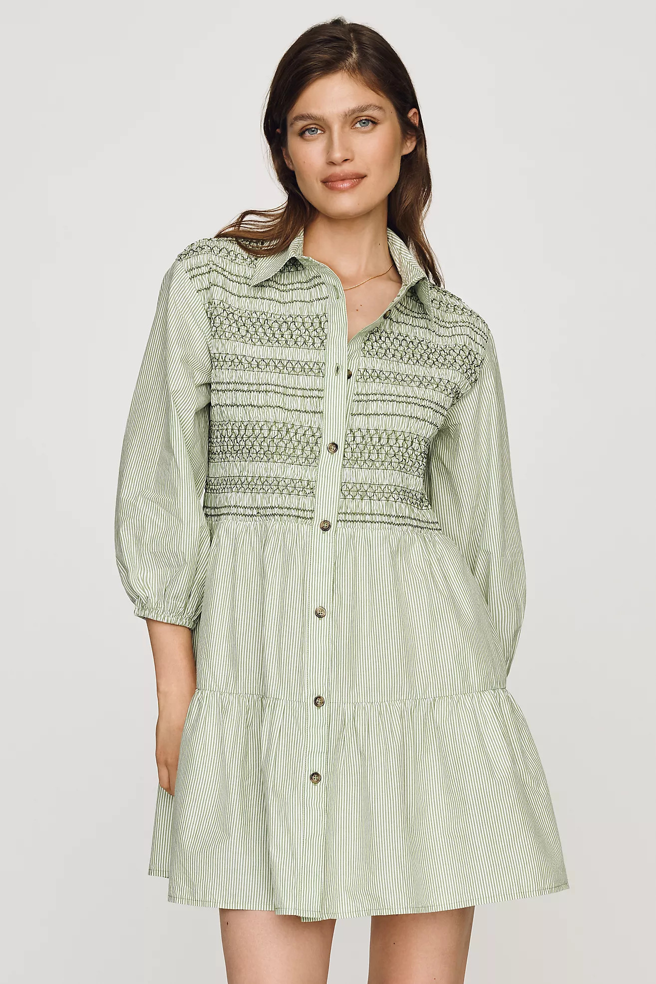 Maeve Bettina Cotton Mini Shirt Dress | Anthropologie (US)
