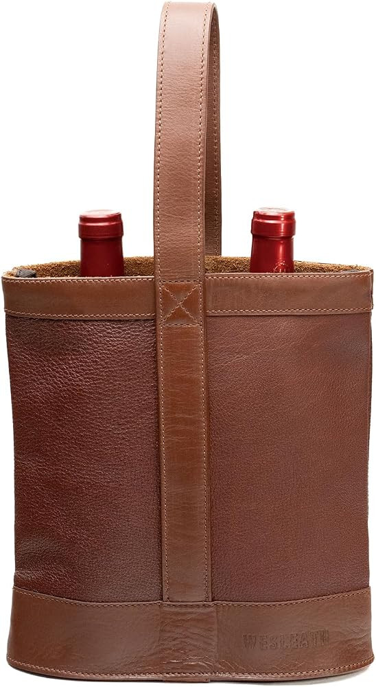 Double Wine Carrier Bag \u2013 Leather Wine Tote for Two Bottles with Handle \u2013 Protective Ca... | Amazon (US)
