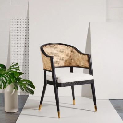 Safavieh Rogue Rattan Dining Chair, Black/Natural | Ashley Homestore