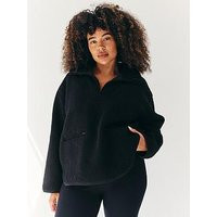 In The Style Borg Lined Half Zip Up Fleece - Black, Black, Size 18, Women | Very (UK)