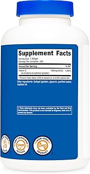 Nutricost Vitamina E 400 UI, 240 cápsulas de cápsulas blandas, sin gluten, sin OMG | Amazon (US)
