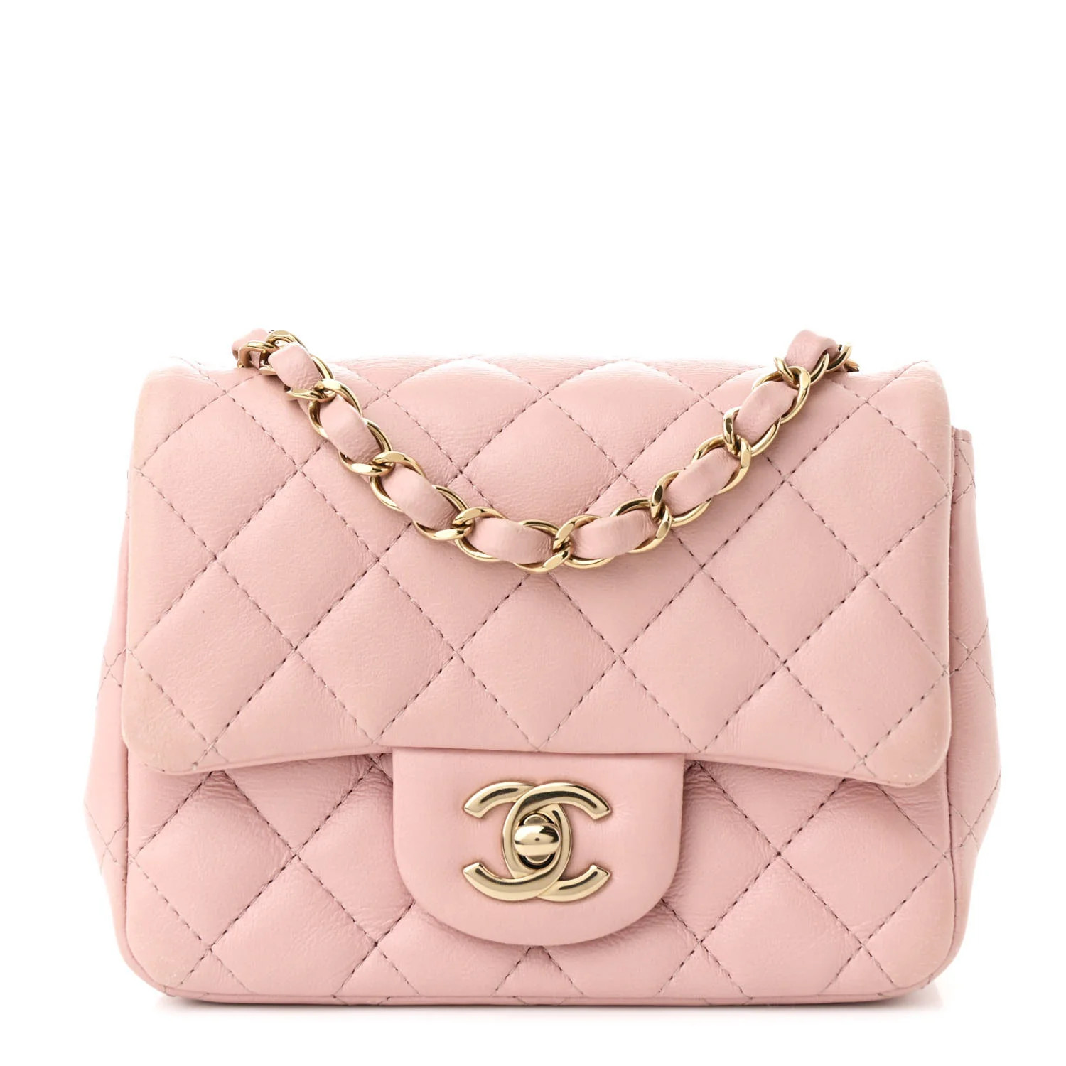 Chanel Lambskin Quilted Mini Square Flap Light Pink 1711392 | FASHIONPHILE (US)
