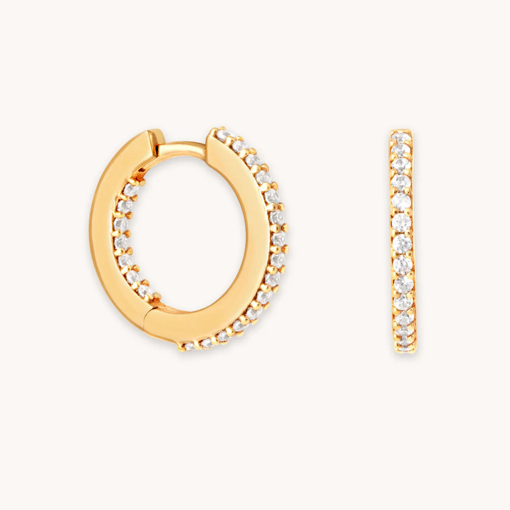 Iridescent Crystal Hoops in Gold | Astrid and Miyu