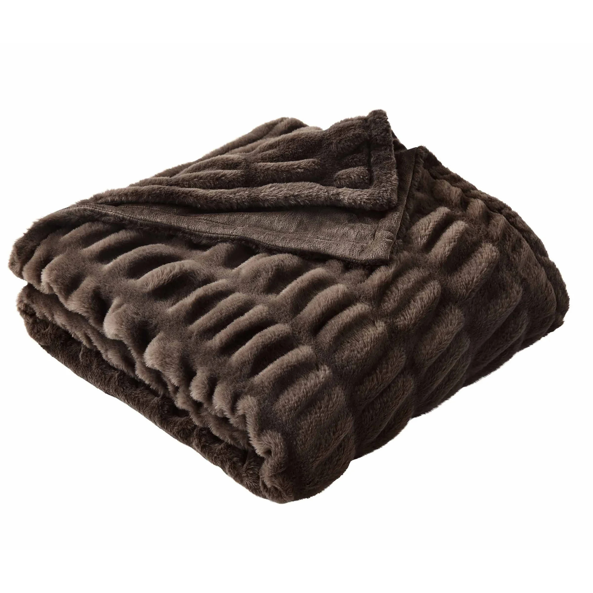 Better Homes & Gardens Brown Ruched Faux Fur Throw, 50"x72" | Walmart (US)