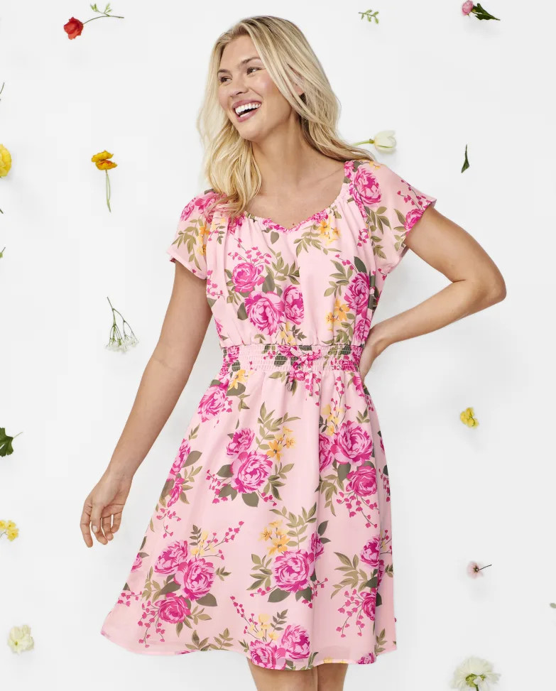 Womens Mommy And Me Floral Smocked Dress - rose mist | The Children's Place