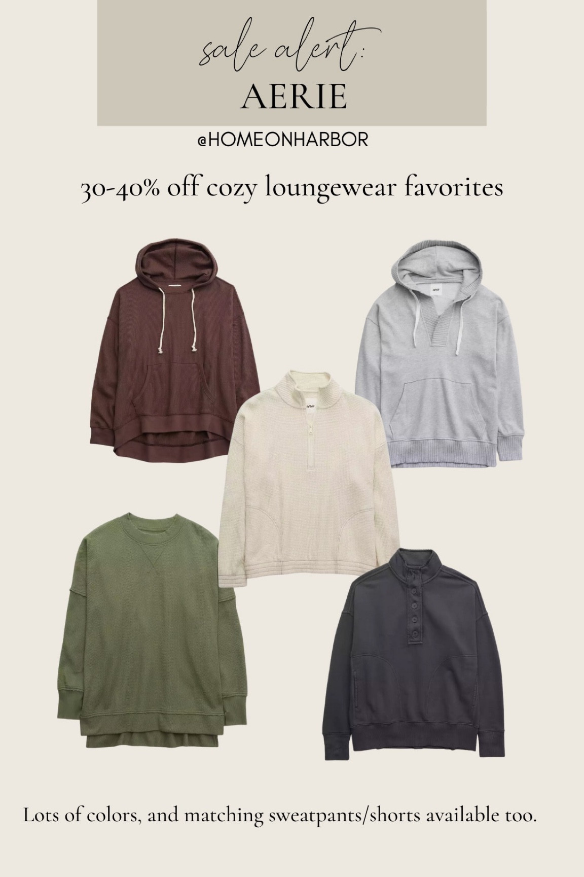 Aerie loungewear on sale—my favorite sweatshirts and sweaters! 

#LTKunder50 #LTKsalealert