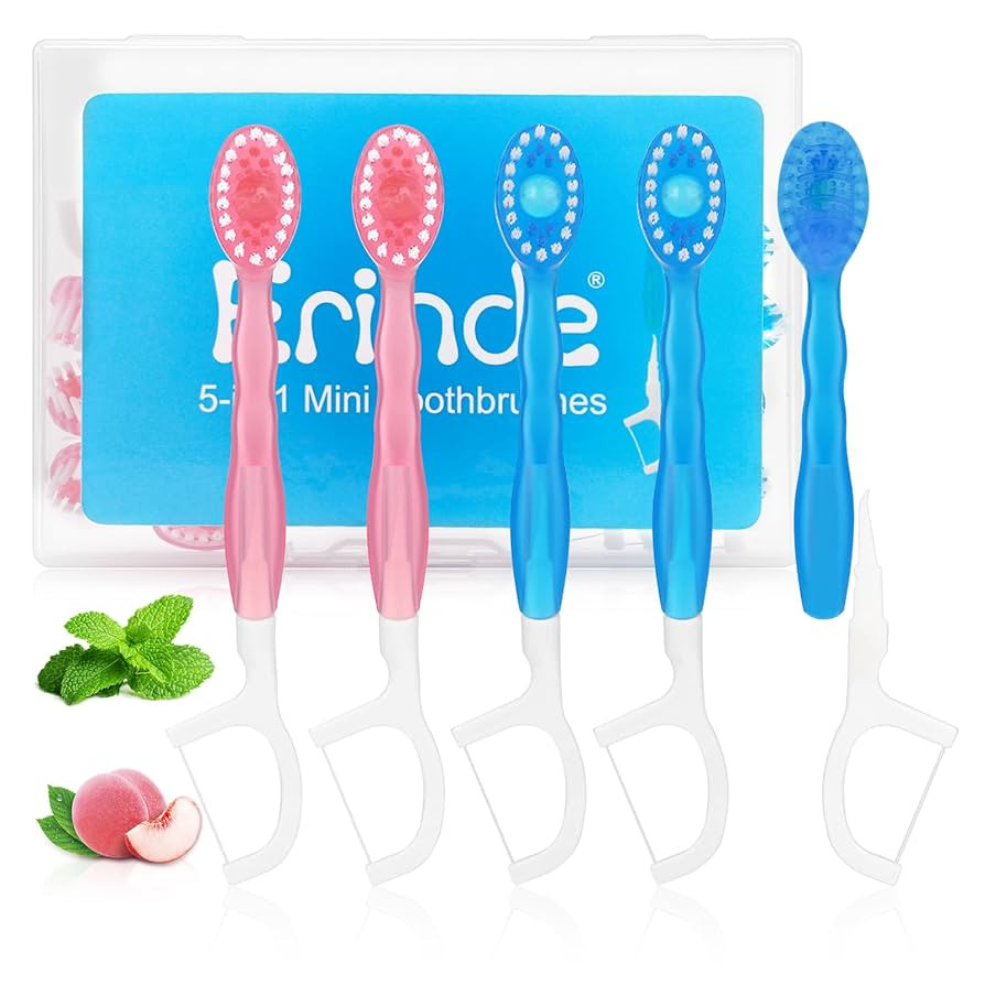 Erinde 5 in 1 Mini Disposable Toothbrushes with Toothpaste + Tongue Scraper + Picks + Floss Trave... | Amazon (US)