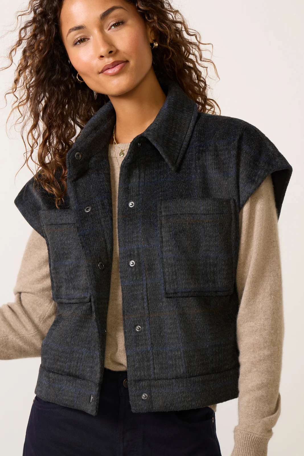 Xena Plaid Vest | Evereve