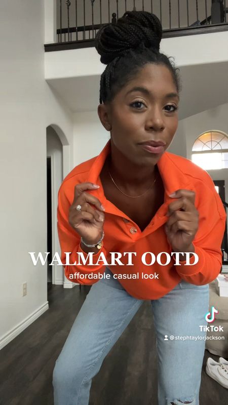 Walmart fashion ootd! Love this orange top! It comes with matching pants that I have on the way. The jeans from Walmart are also amazing and remind me SO MUCH of Abercrombie! Excellent quality for a fraction of the cost. Walmart fashion, Walmart, Walmart partner 

#LTKstyletip #LTKCyberweek #LTKunder100