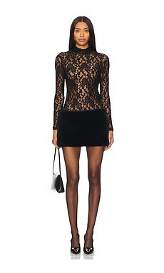 Leslie Amon Maya Mini Dress in Black Lace from Revolve.com | Revolve Clothing (Global)