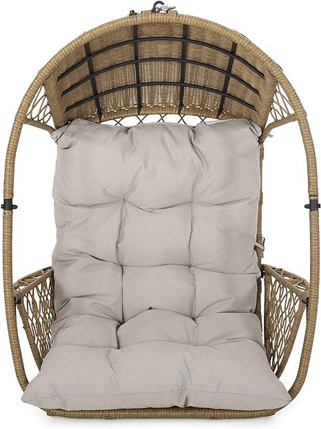 Christopher Knight Home 311858 Becky Wicker Hanging Chair with Cushion (Stand Not Included), Ligh... | Amazon (US)