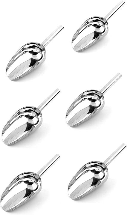 koeall Mini Ice Scoop,6 Pack 6 Ounce Stainless Steel Ice Scoop Metal Food Scoop Small Size for Ki... | Amazon (US)