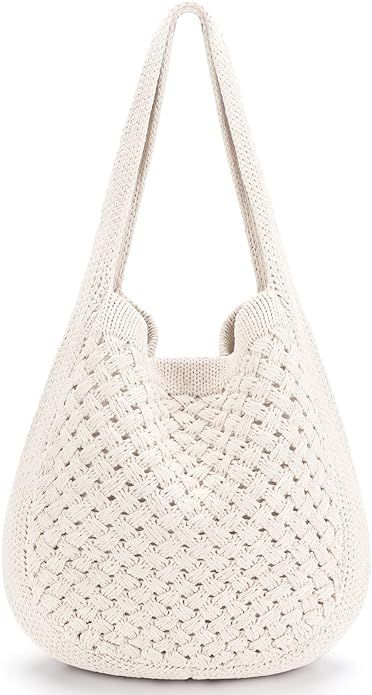 hatisan Women's Crochet Tote Bags Large Crochet Bag Tote bag Aesthetic Knit Bag Shoulder Handbags | Amazon (US)