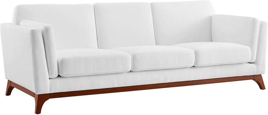 Modway Chance Mid-Century Modern Upholstered Fabric Sofa In White | Amazon (US)